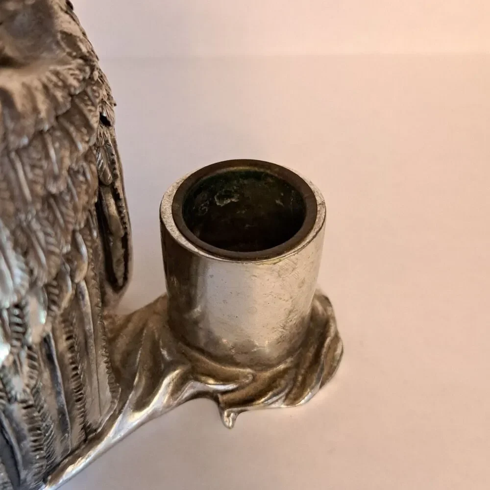 Vintage Noble Art Angel Silver Tone Tall Candle Holder 5 Inch